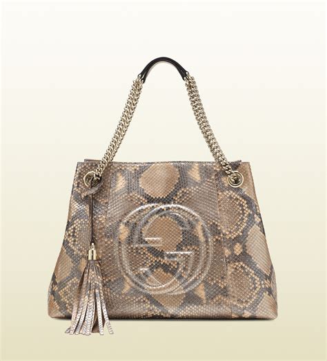 gucci soho python shoulder bag|Gucci soho tote bag medium.